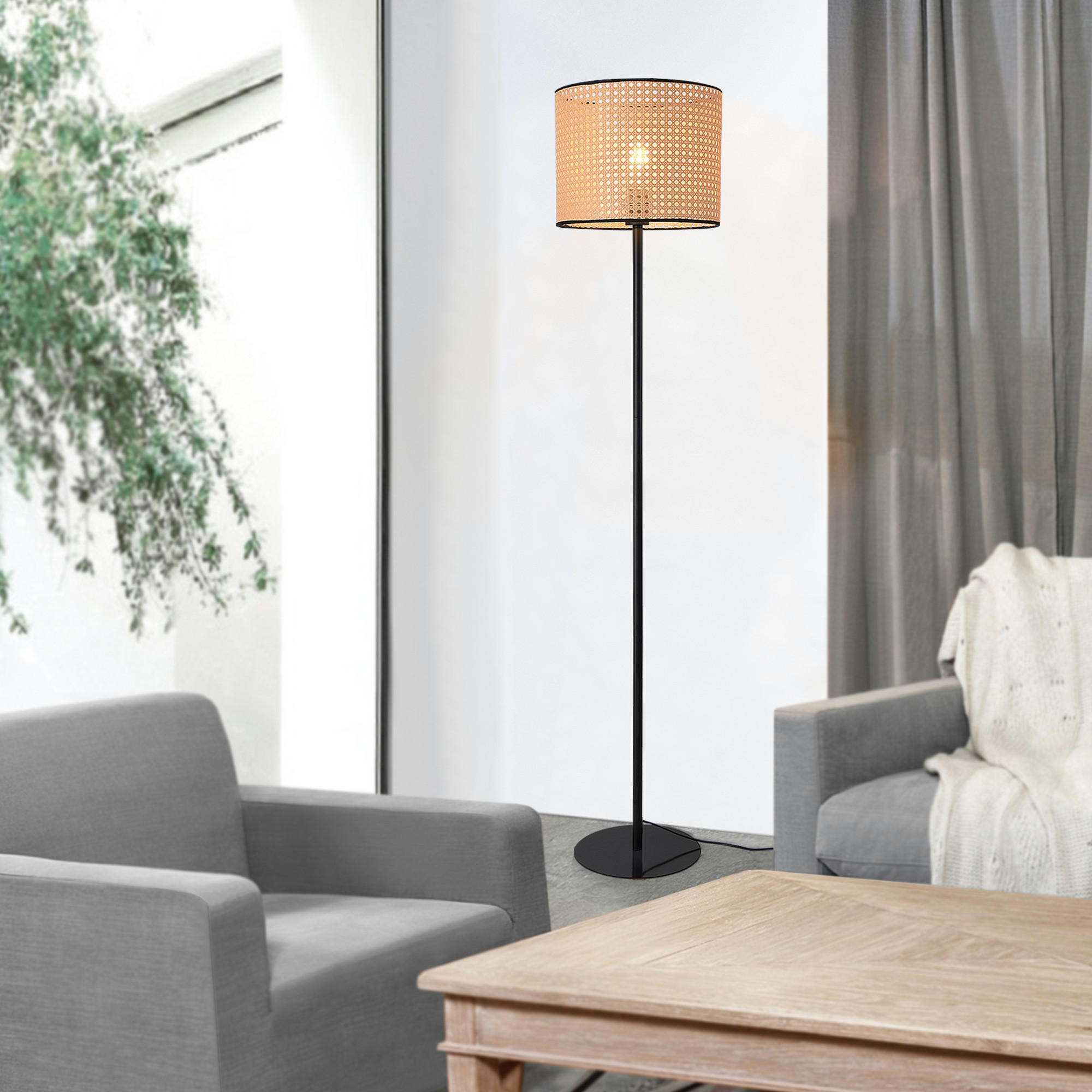 STEHLEUCHTE Helens - Beige, Kunststoff (30/30/154cm) - lux.pro