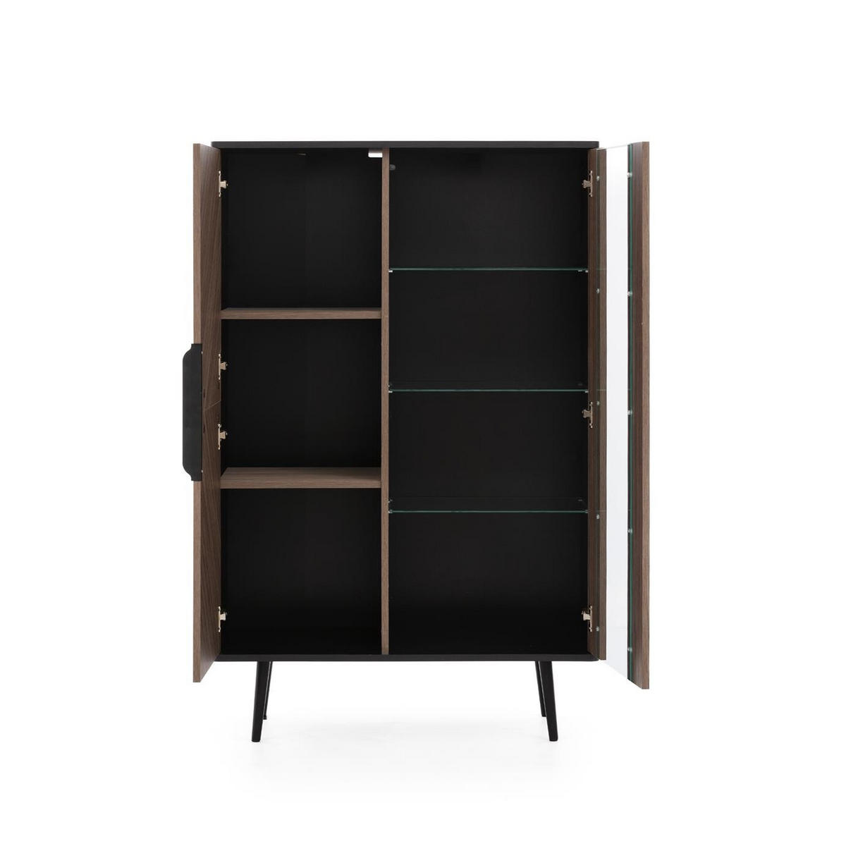VITRINE Elio Braun mit Graphit - Schwarz/Braun, Holzwerkstoff (90/140/41cm) - Bettso