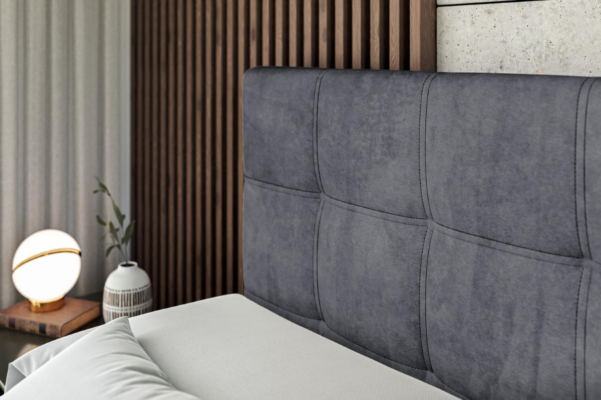 BOXBETT mit Matratze H3 und Lattenrost - MARCE - 160 x 200 cm - Grau - Dunkelgrau, Holzwerkstoff (160/200cm) - ALTDECOR