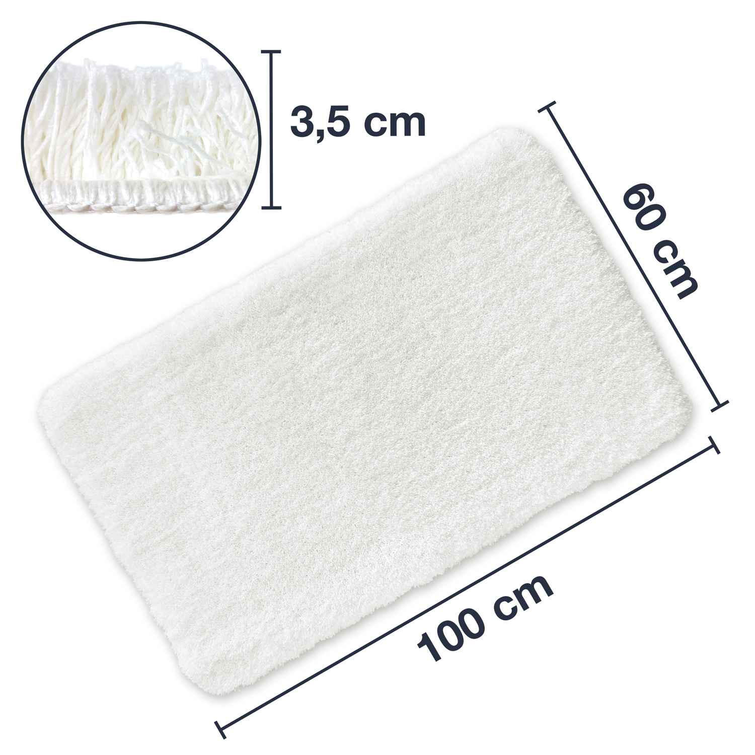 HOCHFLOR BADEMATTEN MALMÖ - Weiß, Textil (60/100cm) - WohnDirect