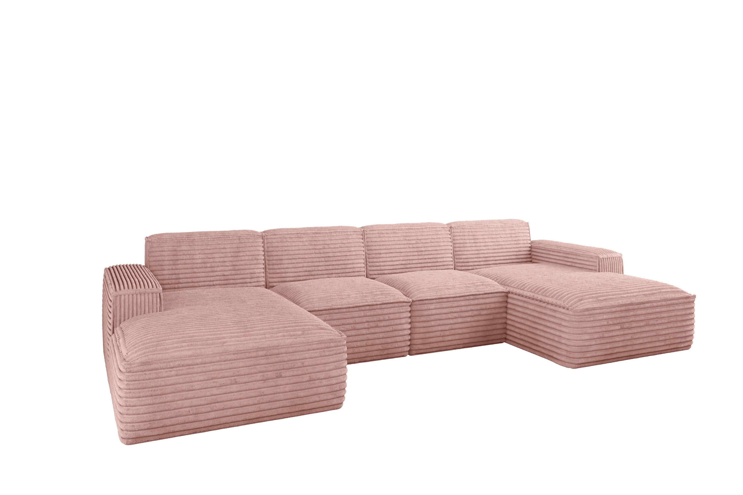 ECKSOFA Siena U ein Stil, der zum Entspannen einlädt, Stoff Velo Rosa - Rosa, Holz/Textil (344/73/165cm) - Kaiser Möbel