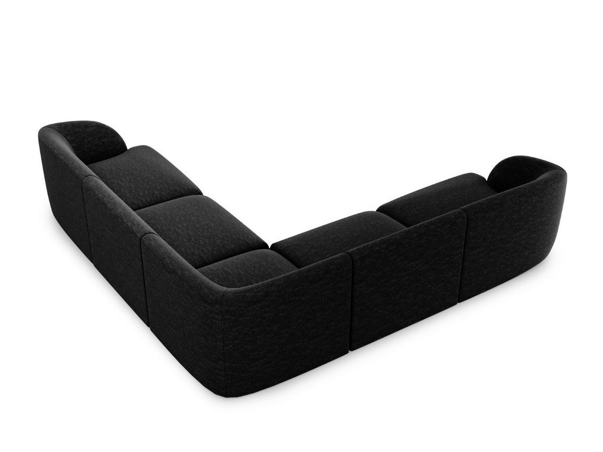 WENDBARES-ECKSOFA Miley aus Chenille-Stoff schwarz 5 Sitzplätze - Schwarz, Textil (255/255cm) - Micadoni