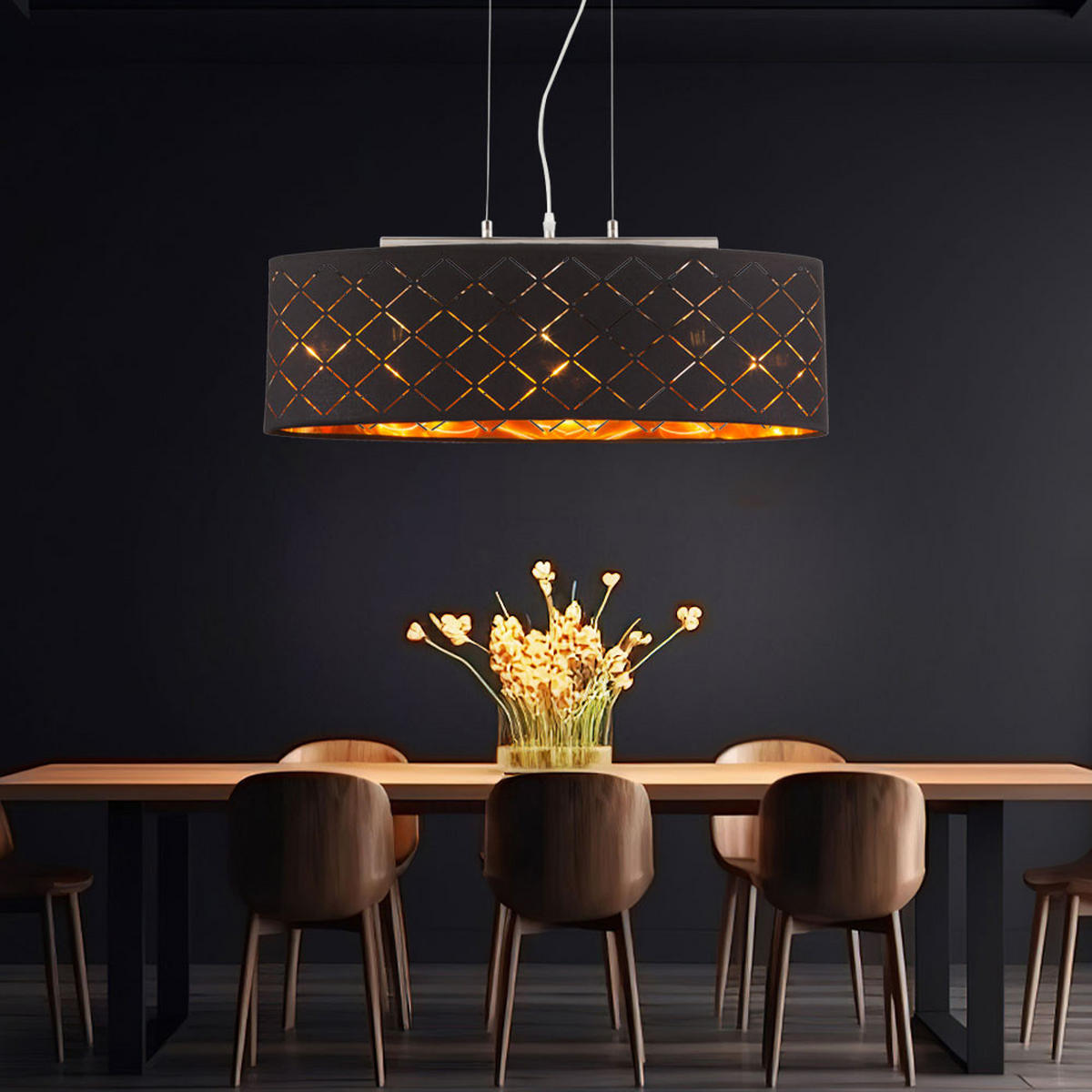 LED HÄNGELEUCHTE CLARKE Schwarz Textil - Schwarz, Metall (63/25/140cm)