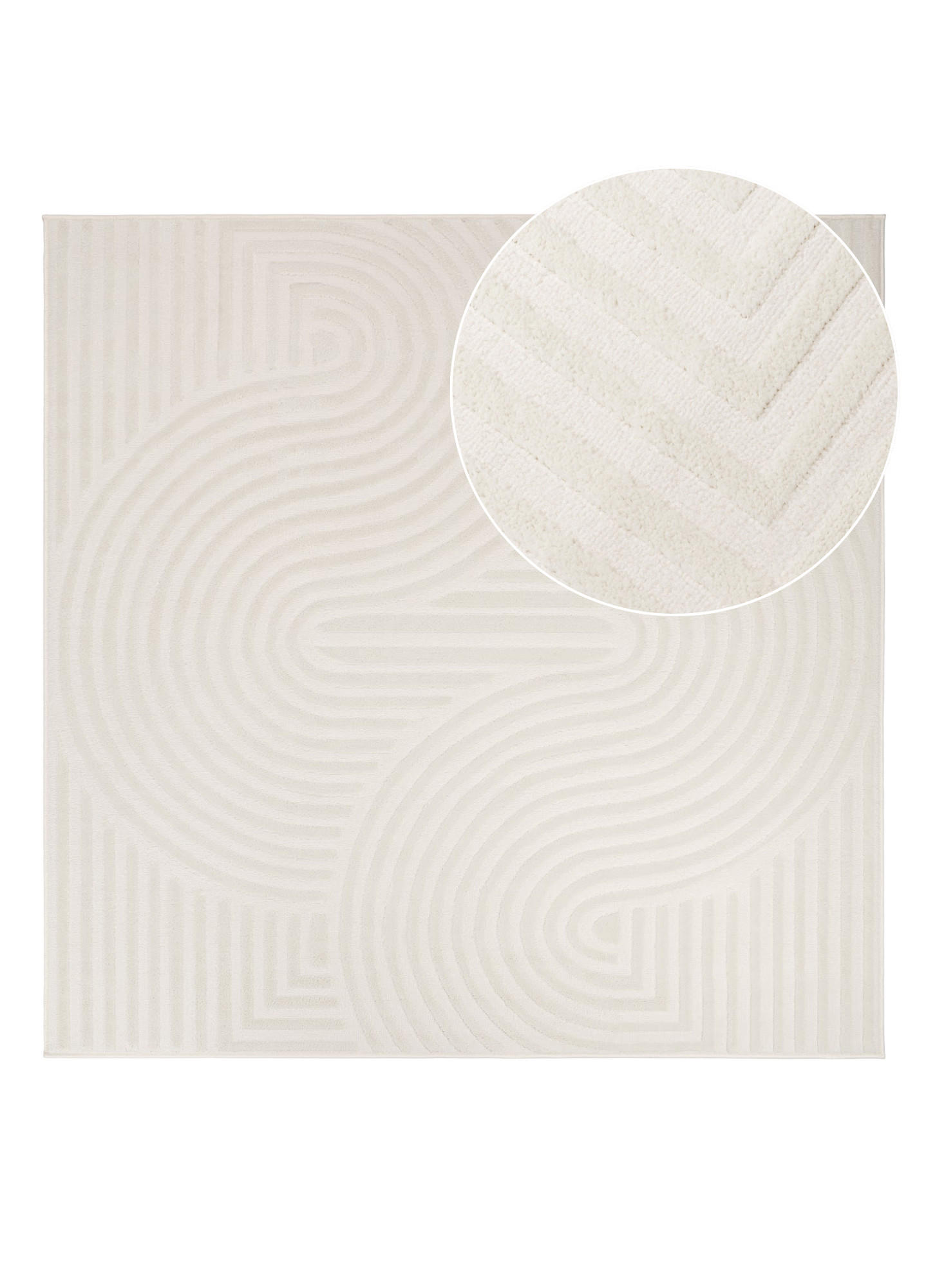 TEPPICH HYGGE Cremeweiß Quadrat 160/160 cm - Creme, Textil (160/160cm) - Tapiso