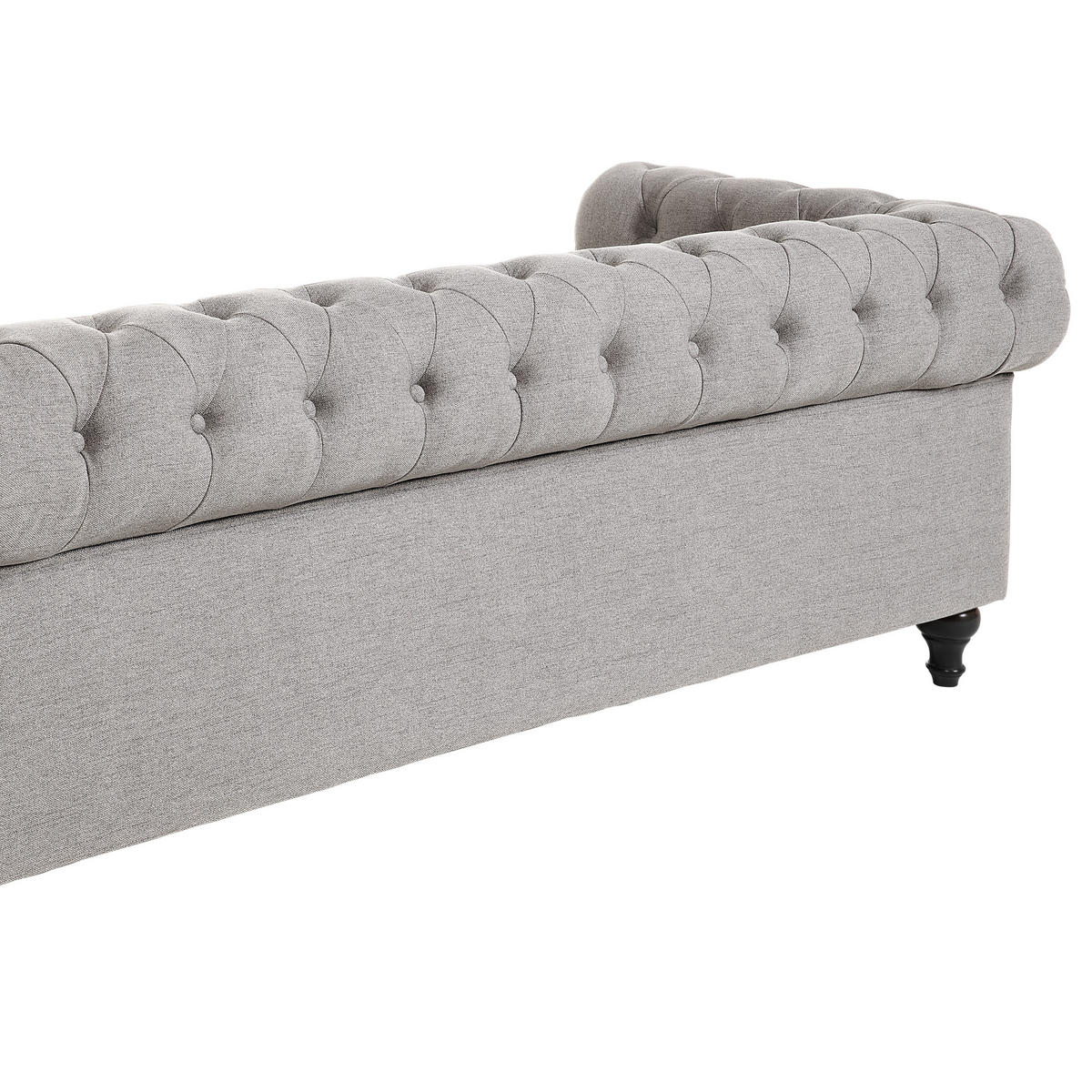 3-SITZER-SOFA Polyester Grau Chesterfield - Hellgrau, Textil (202/70/75cm) - Beliani