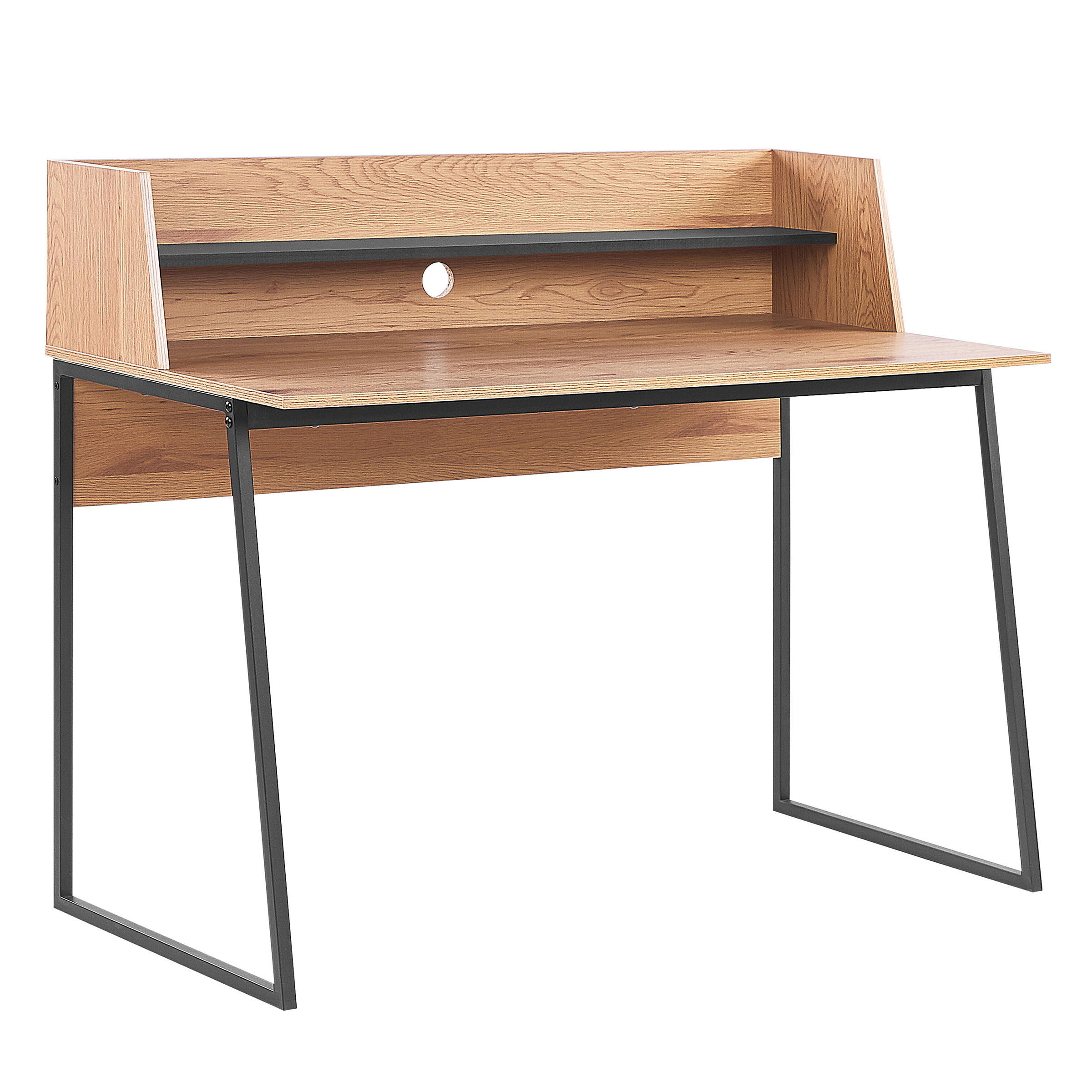 SCHREIBTISCH heller Holzfarbton/schwarz 120/59/101 cm Gorus - Hellgrau, Holzwerkstoff (59/120/101cm) - Beliani