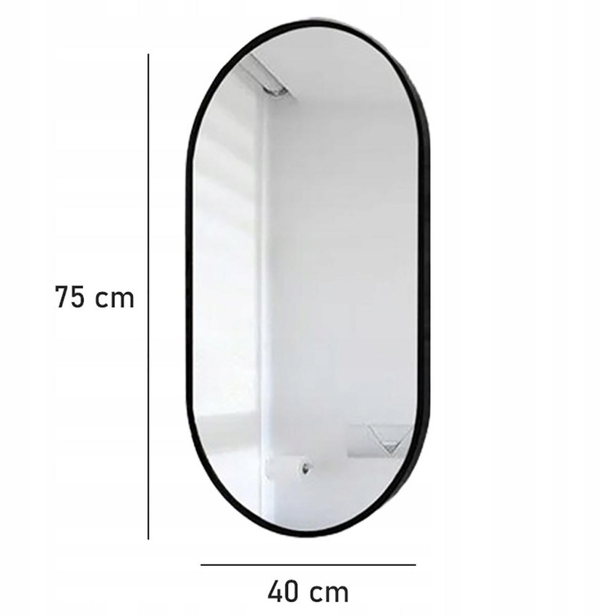 WANDSPIEGEL schwarz 75/40 cm - Schwarz, Glas (40/75/5cm) - MUVU