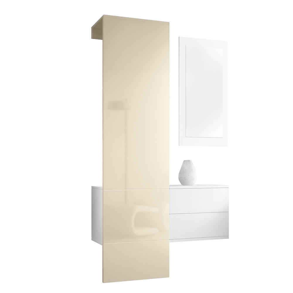 GARDEROBE Carlton Paneel in Creme Hochglanz - Creme, Holzwerkstoff (105/193/35cm) - Vladon