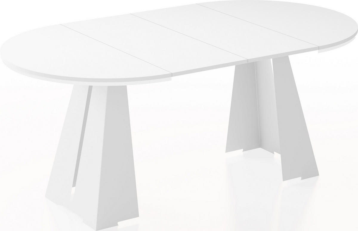 ESSTISCH Kova runder ausziehbarer, Weiß 120-200/120/76 cm - Weiß, Holzwerkstoff/Metall (120/120/76cm) - WFL GROUP