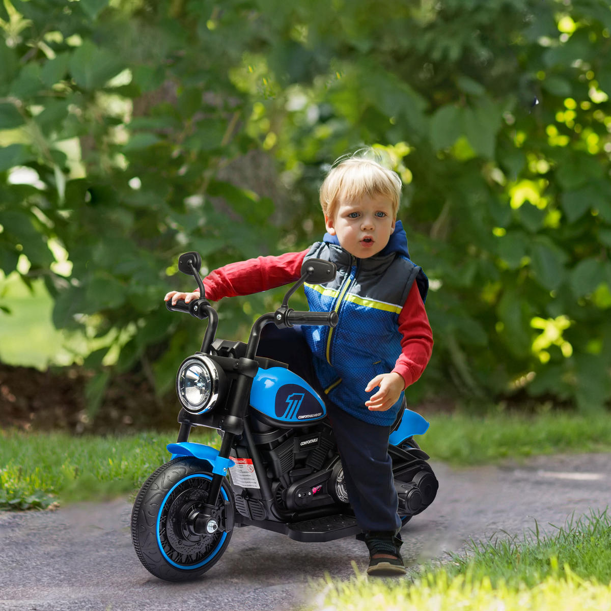 ELEKTRO KINDERMOTORRAD, Blau+Schwarz/Rosa+Schwarz, Kunststoff+ Eisen - Blau, Metall (76/42/57cm) - HOMCOM