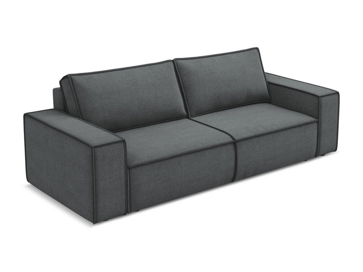 3-SITZER SOFA mit Schlaffunktion Strukturstoff Stoff Grau - Schwarz/Grau, Kunststoff/Textil (255/85/105cm) - Makamii