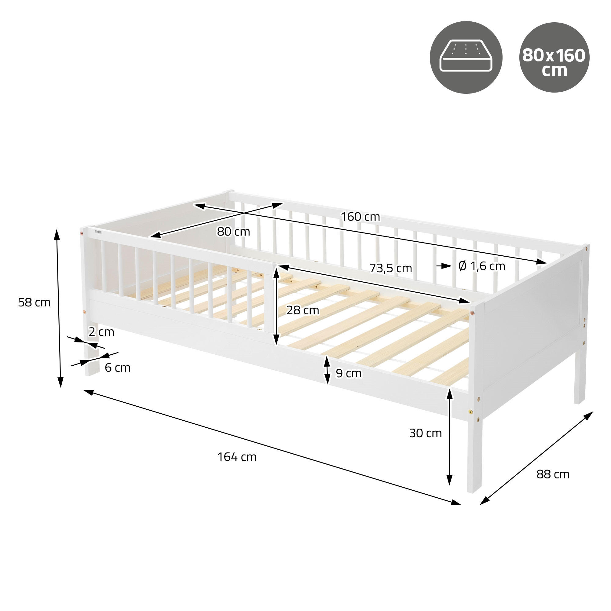 Thumbnail - Ml-Design Kinderbett, Weiß, Holzwerkstoff, Kinder- & Jugendzimmer, Kindermöbel, Kinderbetten, Kindereinzelbetten