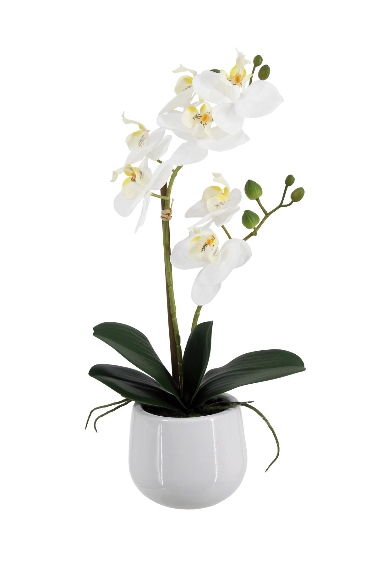 KUNSTBLUME Künstliche Orchidee - Mian 45 cm - Weiß, Kunststoff (44cm) - aplanta