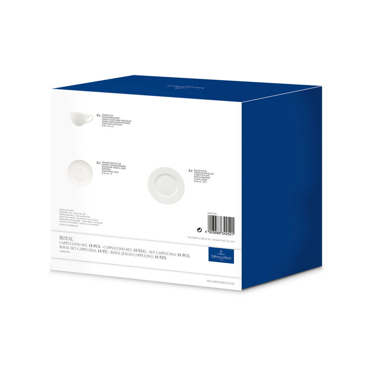 CAPPUCCHINO-SET Royal weiß 18er Set - Weiß, Keramik (1/1/1cm) - Villeroy & Boch