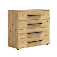 KOMMODE Maxivo Artisan Eiche, mit Schubladen - Schwarz/Eiche Artisan, Holzwerkstoff (90/87/40cm) - Bettso