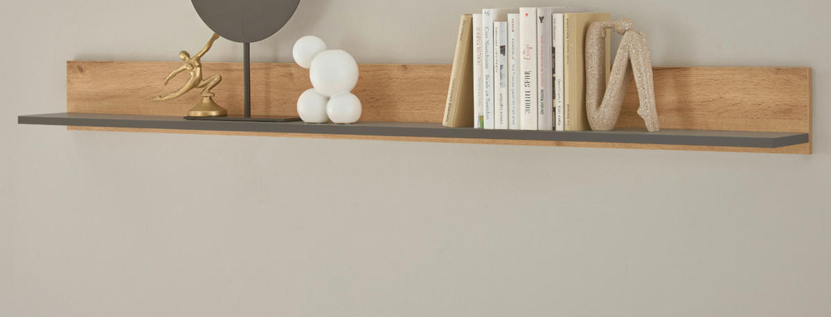 WANDBOARD Eiche Evoke, grau, Wandregal 170 cm - Naturfarben, Holzwerkstoff (170/15/17cm) - Furn.Design
