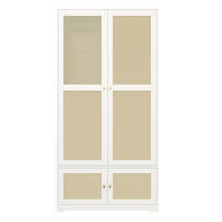 GARDEROBE in weiß mit rattan-geflecht, 2 türen - Weiß, Holzwerkstoff (90/180/48cm) - Urban Meuble