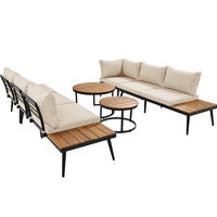 GARTEN-LOUNGESET 160/64/75 cm, 6-teilig mit modularer Stellvariante, Kissen und verzinktem Eisen, Beige - Beige, Metall - Redom
