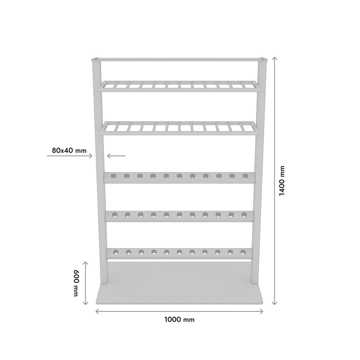 WEINREGAL Piemont Metall,Schwarz, Für 57 Weinflaschen 140/100/60cm - Schwarz, Metall (60/140/100cm) - Metalo Pro