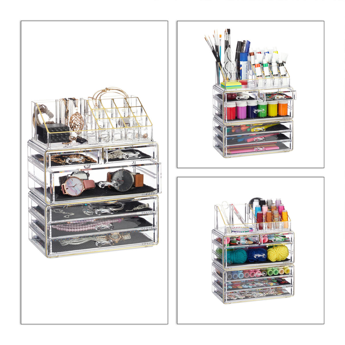 KOSMETIKORGANIZER - Multicolor, Kunststoff (23.5/29/14cm) - Relaxdays