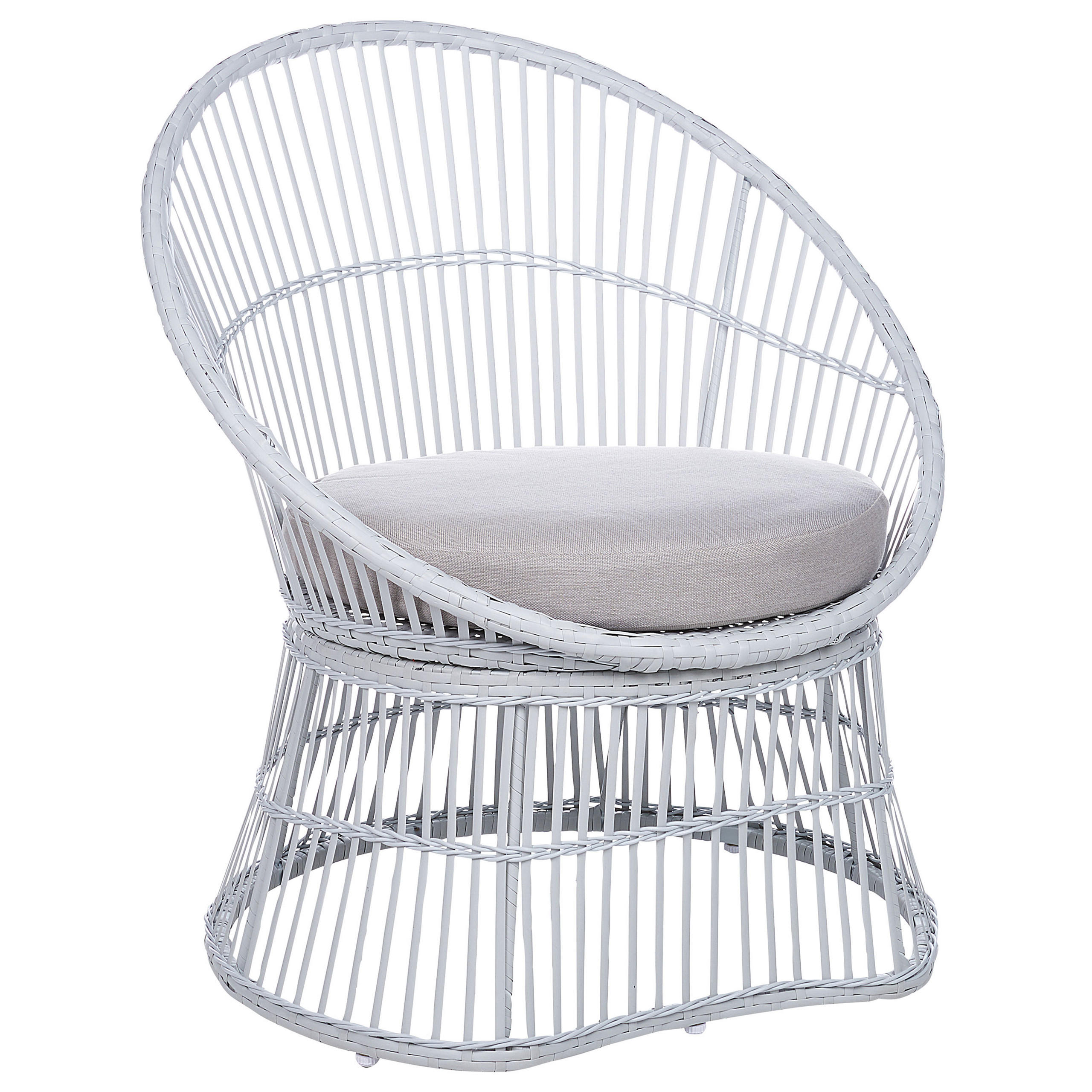 BALKONSET 2-Sitzer Rattan weiß Auflagen beige Mesyna - Beige/Weiß, Naturmaterialien/Textil - Beliani