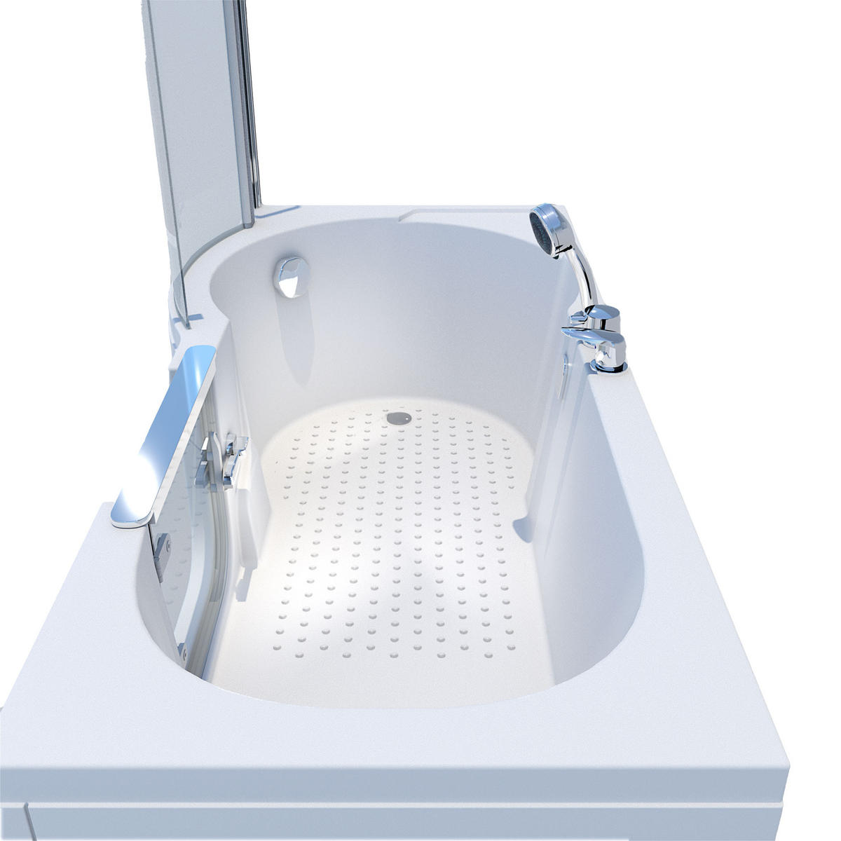 SENIORENDUSCHE S12D-EH-R-EC Weiß - Weiß, Glas/Kunststoff (85/170/200cm) - AcquaVapore by Sandra Jentho