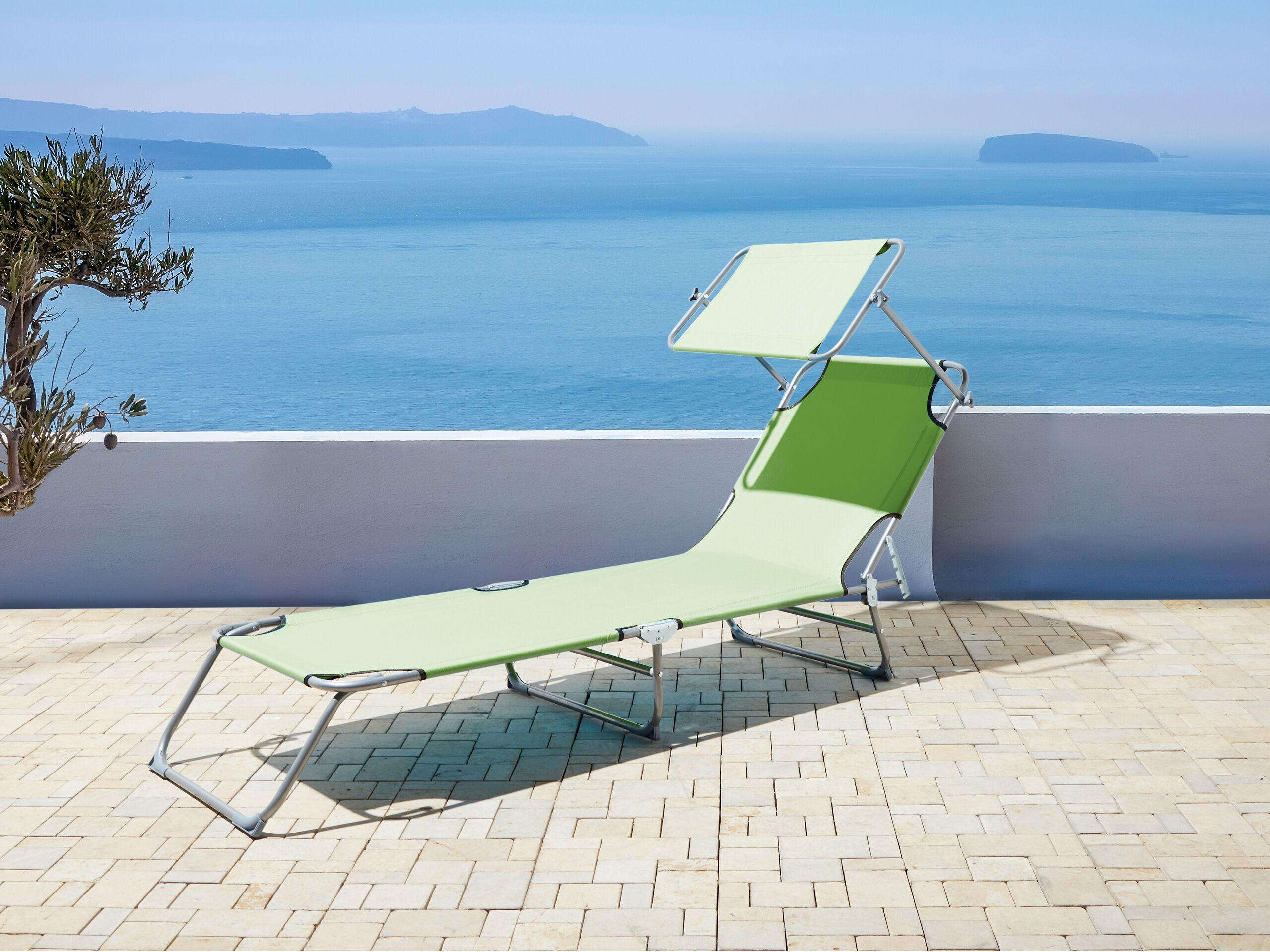 GARTENLIEGE Grün Foligno - Grün, Metall (205/80/58cm) - Beliani