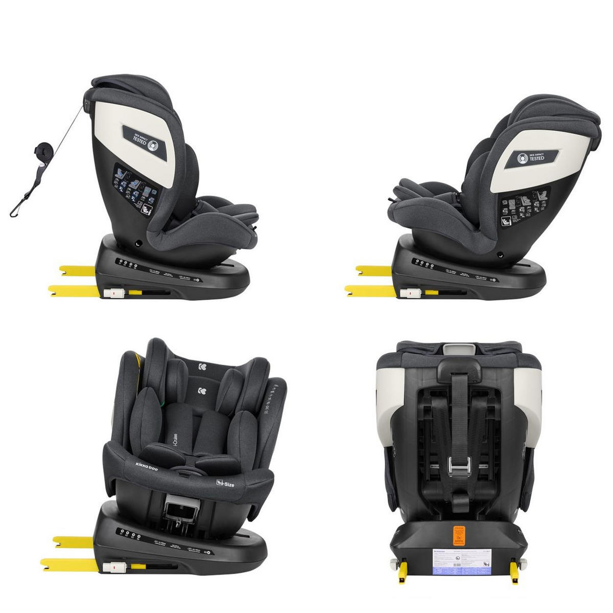 KINDERSITZ i-Cruise i-Size dunkelgrau (40-150 cm) SPS, Sitz 360° drehbar, Isofix - Grau, Kunststoff (43/60/48cm) - Kikka boo