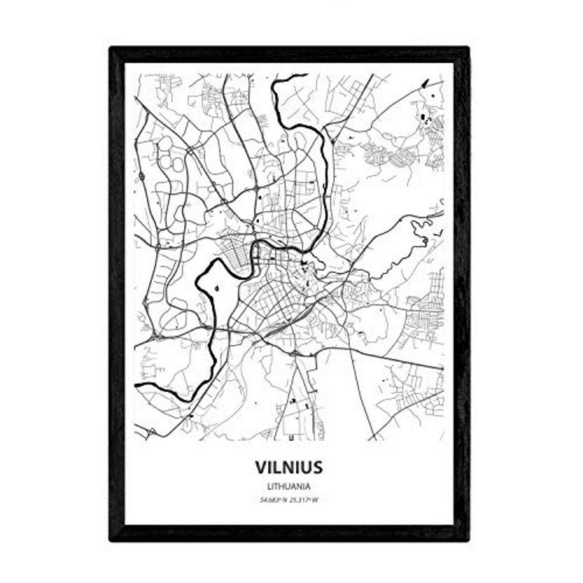 POSTER Karte Von Vilnius - Litauen A3 Rahmenlos - Klar, Papier (29.7/5/42cm) - Nacnic