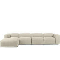 ECKMODULSOFA-LINKS BUFFO 6-Sitzer mit extrem weicher Sitzfläche, Gewebestoff, ecru - Ecru, Textil (377/180cm) - KONSIMO®