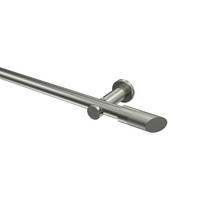 GARDINENSTANGEN-SET Platon Verano 240 cm (geteilt in 2 x 120 cm), 1-läufig (ohne Ringe), 20 mm Ø Edelstahl-Optik - Edelstahlfarben/Silberfarben, Metall (240cm) - INTERDECO