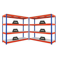 SCHWERLASTREGAL Dino 2er-Set 180x200x60cm Melamin-Ebenen Blau/Orange - Blau/Orange, Metall (400/180/60cm) - PROREGAL