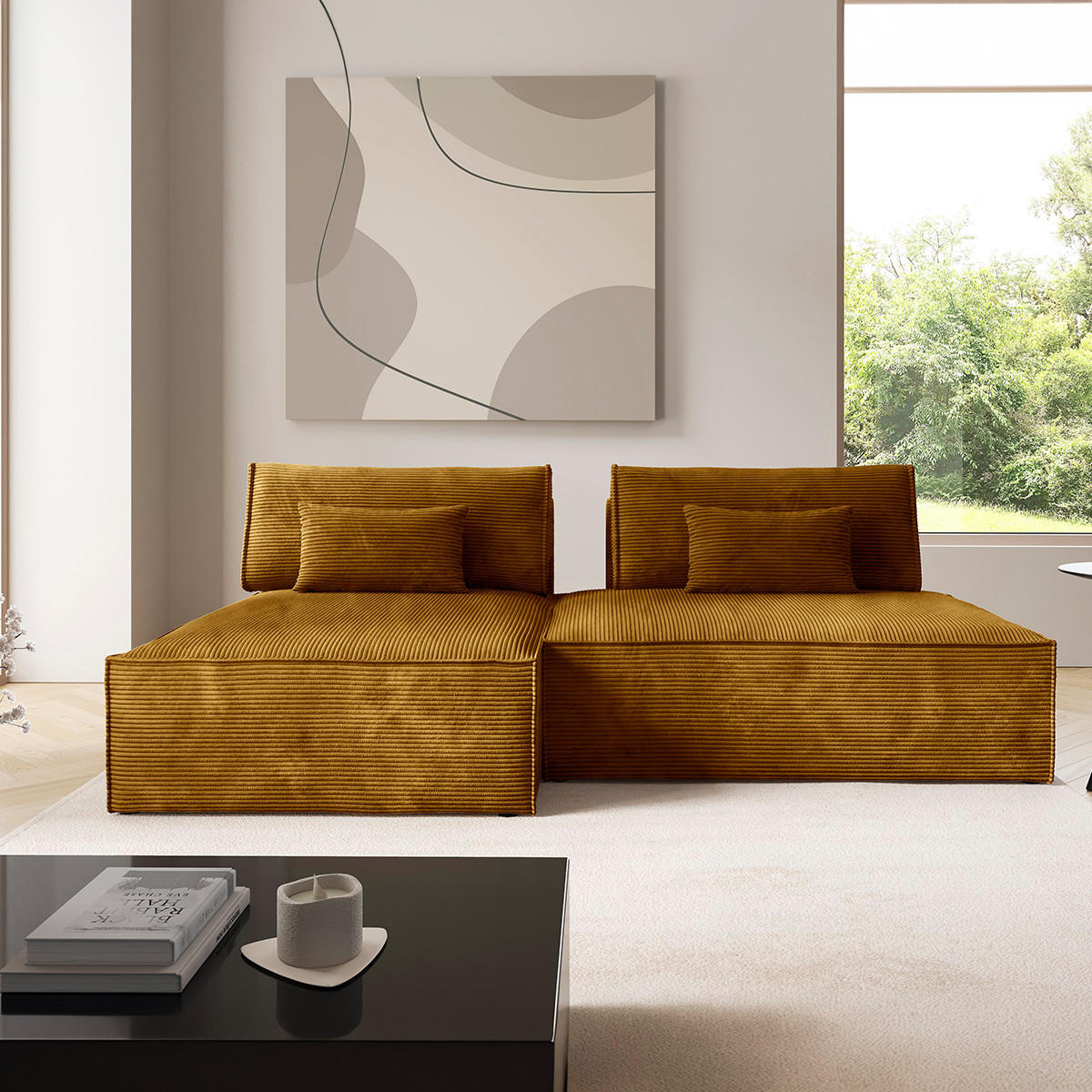 ECKSOFA Georgia Senfgelb - Gelb, Holz (236/148cm) - Petits-meubles