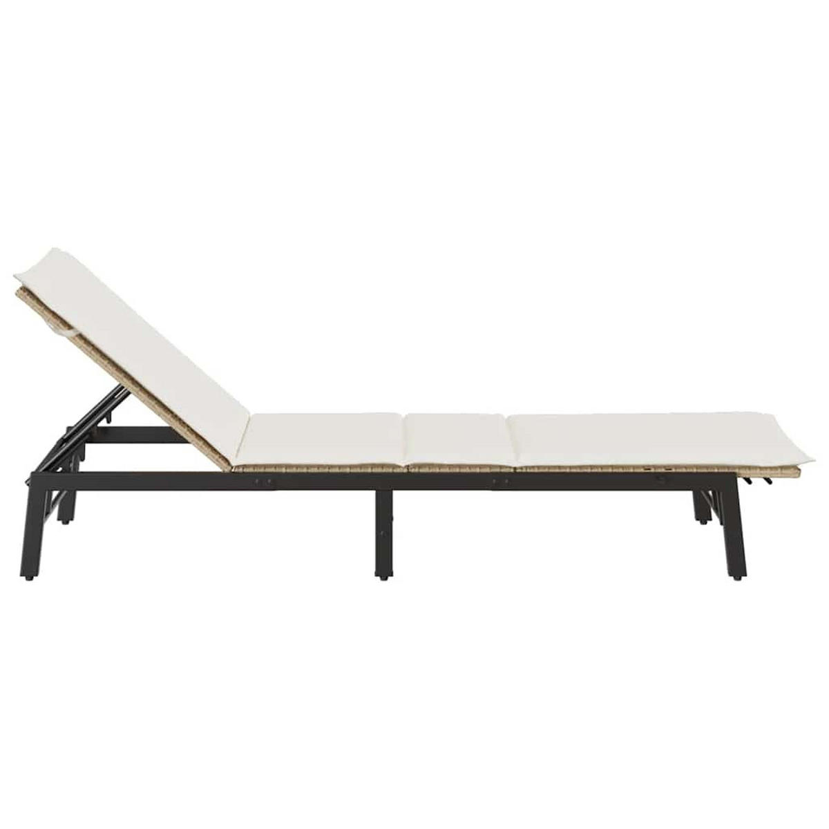 SONNENLIEGE Mit Auflage Beige Poly Rattan - Beige, Kunststoff (59/67/200cm) - vidaXL