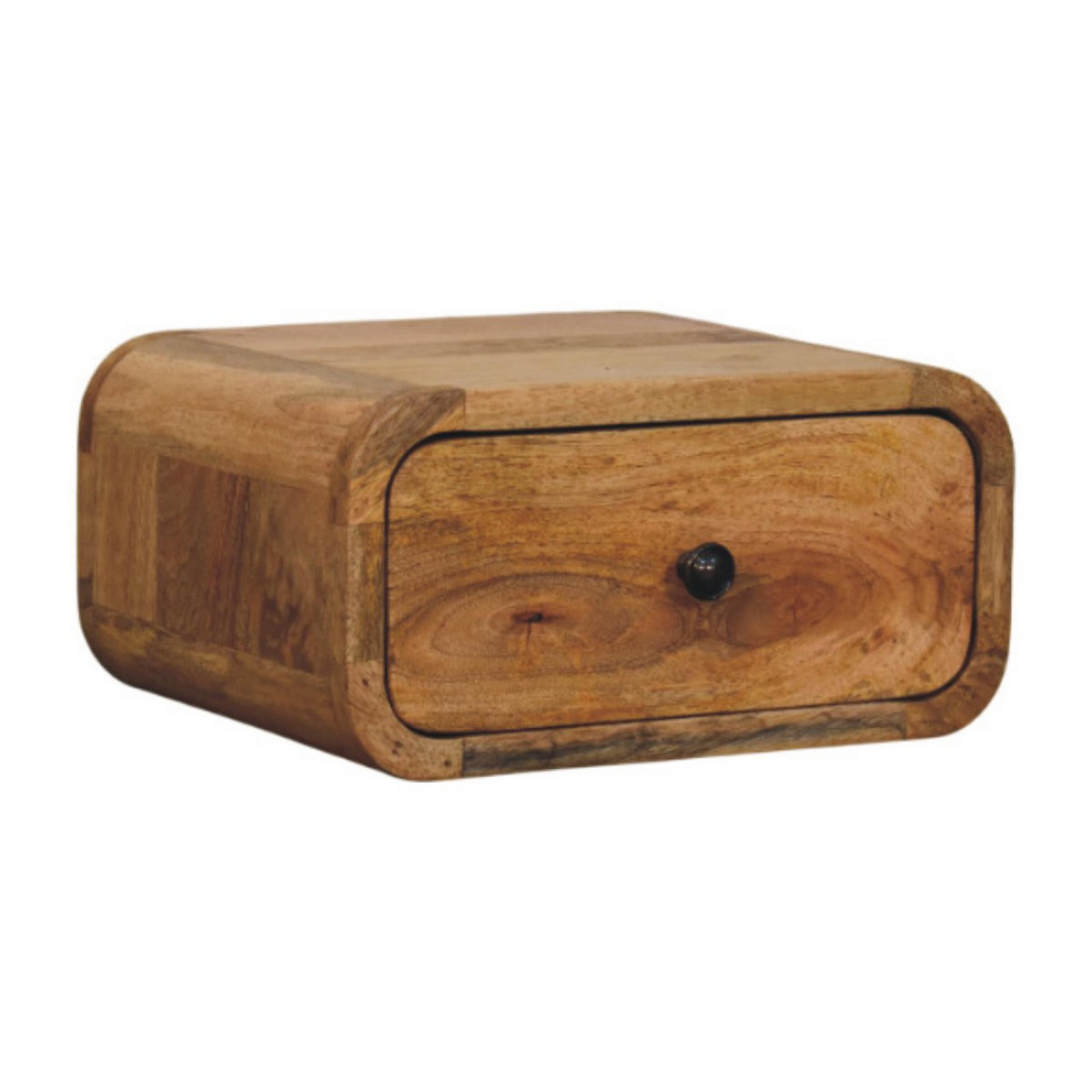 NACHTKASTEN Avora Mini Wandmontiert Eichenoptik, 1 Schublade, Beige - Beige/Schwarz, Holz/Metall (30/15/25cm) - Artisan Furniture