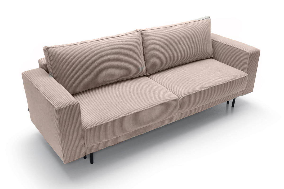 SCHLAFSOFA Rodario Beige Cordbezug - Beige/Schwarz, Textil/Metall (236/95/97cm) - Selsey