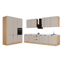 KÜCHENZEILE 320 x 160 cm - Sorento KS13-M320 - in Beige / Sonoma Eiche - Beige/Schwarz, Holz/Metall (480/247/58cm)