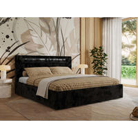 POLSTERBETT GOLD 5 CLASSIC 160/200 - Schwarz Plüsch - Schaum-Matratze - Schwarz, Textil (160/200cm) - MKS