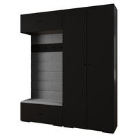 GARDEROBEN-SET 236,7/200/47 - Schwarz/Grau, Holz/Metall (200/236.7/47cm) - Abiks Möbel