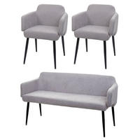 ESSZIMMER-SET Grau 3er-Set - Grau, Textil (133/77/56cm) - MCW