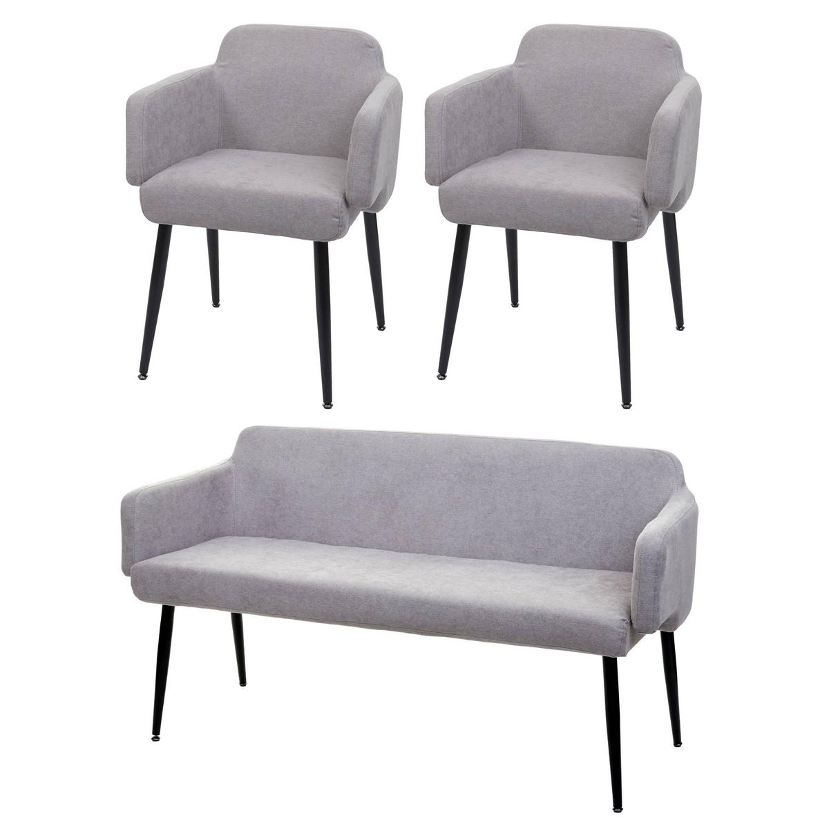 ESSZIMMER-SET Grau 3er-Set - Grau, Textil (133/77/56cm) - MCW
