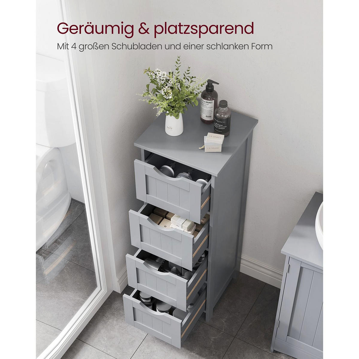 BEISTELLSCHRANK LUSAKA - Grau, Holzwerkstoff (30/82/30cm) - Hansiro