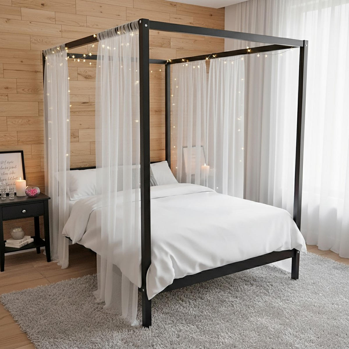 HIMMELBETT ROMANCE / Bett 140x190 - Weiß - Weiß, Holzwerkstoff (140/190cm) - Weber Industries