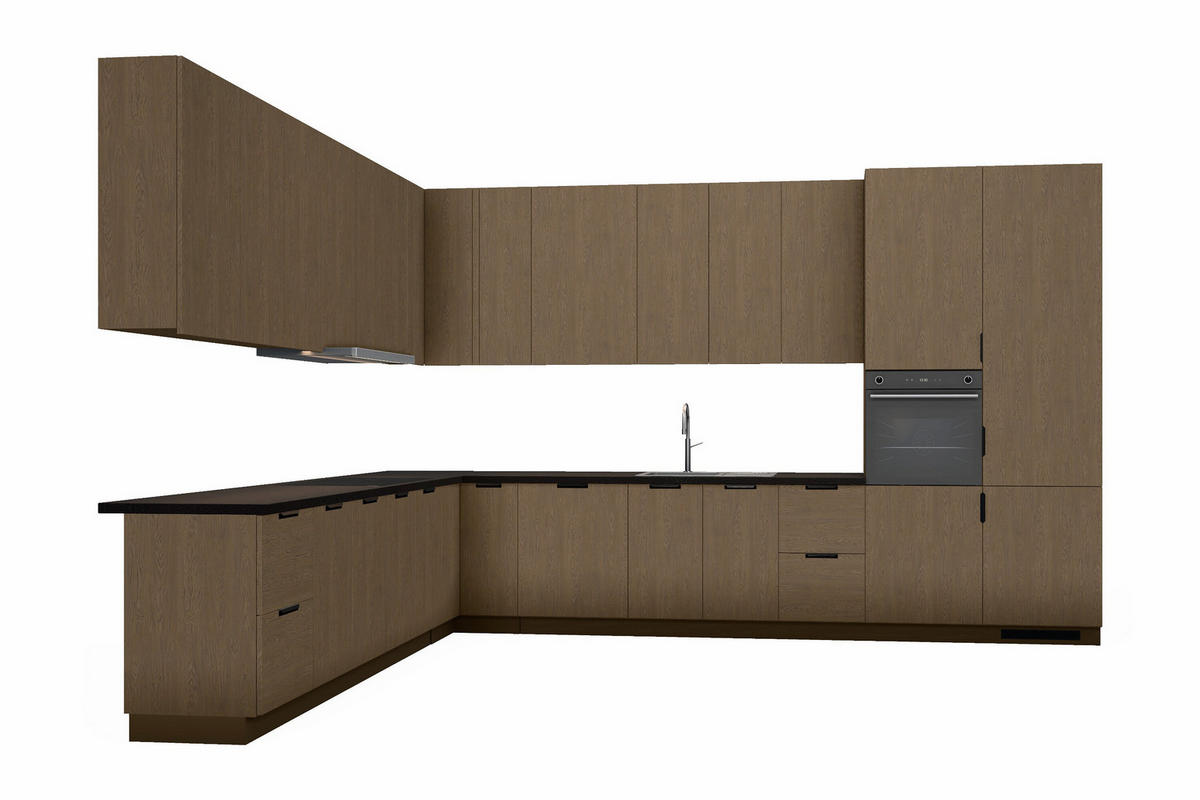 L-KÜCHE Sorento Dunkle Eiche – 399 × 299 cm – KÜ-SOREN-010 - Dunkelbraun, Holzwerkstoff (399/247/299cm) - ROYAL24_MARKT