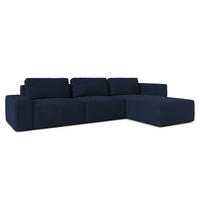 ECKSOFA L Form Arkleton Blau 360/180/93 cm Rechts mit Schlaffunktion - Blau/Schwarz, Kunststoff/Textil (360/180cm) - AX Living