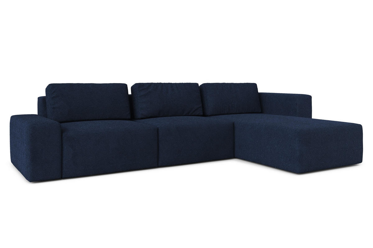 ECKSOFA L Form Arkleton Blau 360/180/93 cm Rechts mit Schlaffunktion - Blau/Schwarz, Kunststoff/Textil (360/180cm) - AX Living