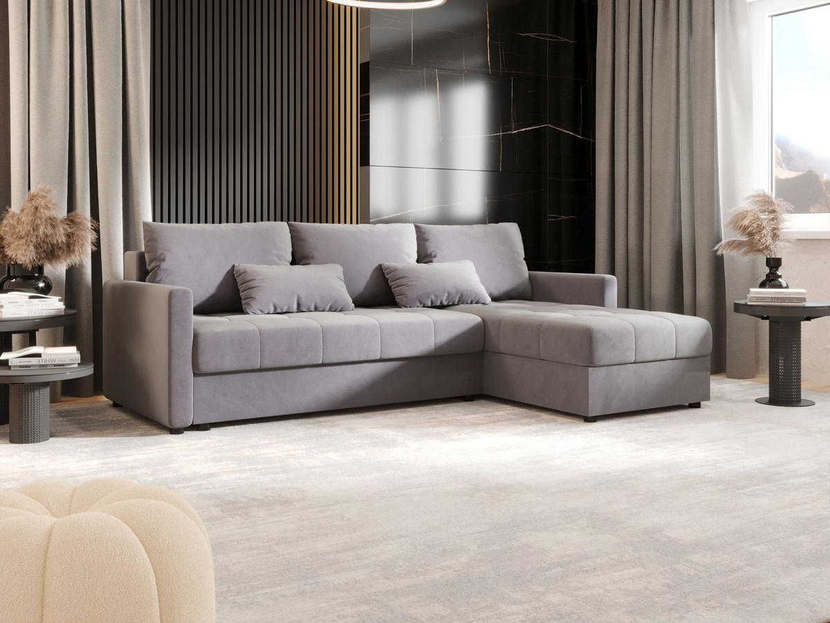 ECKSOFA MOS L BIS Itaka 50 Rechts mit Schlaffunktion - Grau, Textil (220/143cm) - Bedante