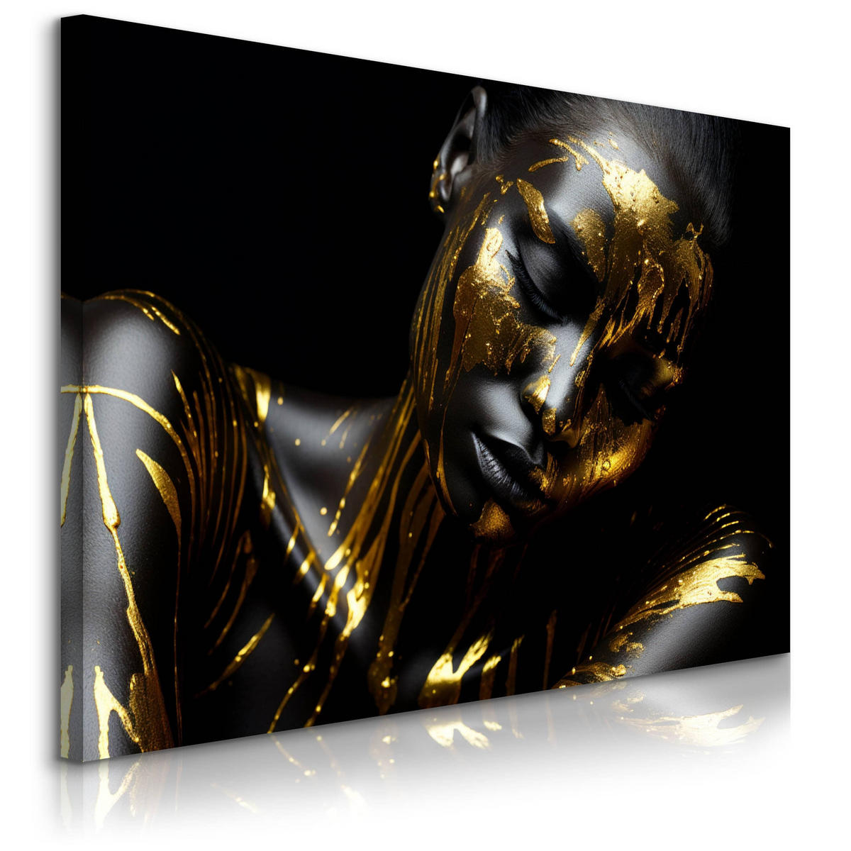 LEINWANDBILD abstraktes Porträt Frau Glamour Stil 30cm x 20cm - Beige/Gelb, Textil (30/20cm) - Muralo