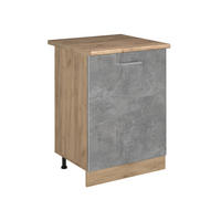 SPODNÍ SKŘÍŇKA KUCHYŇSKÉ LINKY R-Line, Beton/Zlatý mocný dub, 60 cm s 1 dveřmi pracovná doska Dub Goldkraft - šedá/barva dubu, kompozitní dřevo (60/81.6/60cm) - Vicco