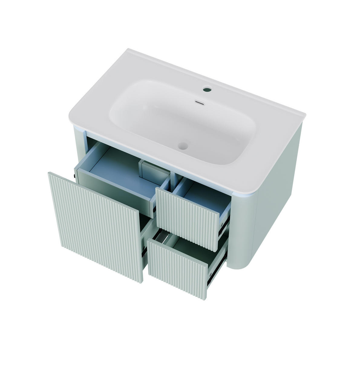 WASCHTISCHKOMBI 80,5/47,5/51 cm in Grün mit LED-Beleuchtung und 4 Schubladen - Grün, Holzwerkstoff (80.5/51/47.5cm) - Flora Grace